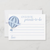 ブルーホットエアバルーンボーイベビーシャワーアドバイスカード (正面)