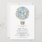 ブルーホットエアバルーンボーイベビーシャワー招待状 招待状 (正面)