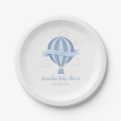 ブルーホットエアバルーンボーイベビーシャワー紙プレート ペーパープレート (正面)