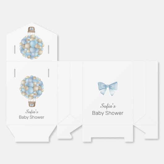 ブルーホットエアバルーンボーイベビーシャワー フェイバーボックス (見開き)