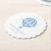 ブルーホットエアバルーンボーイベビーシャワー ペーパーコースター (アングル)