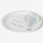 ブルーホットエアバルーンボーイベビーシャワー ペーパープレート (アングル)