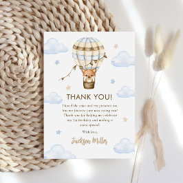 ブルーホットエアバルーンボーイ第1誕生日 サンキューカード