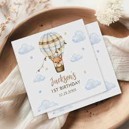 ブルーホットエアバルーンボーイ第1誕生日 スタンダードカクテルナプキン