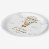 ブルーホットエアバルーンボーイ第1誕生日 ペーパープレート (アングル)