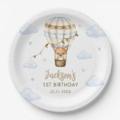ブルーホットエアバルーンボーイ第1誕生日 ペーパープレート (正面)