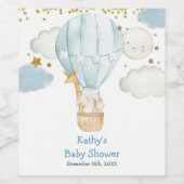 ブルーホットエアバルーンワインボトルラベル ワインラベル (シングルラベル)