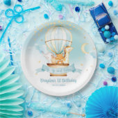 ブルーホットエアバルーン動物の誕生日パーティー ペーパープレート (パーティー)