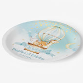 ブルーホットエアバルーン動物の誕生日パーティー ペーパープレート (アングル)