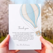 ブルーホットエアバルーン男の子の赤ちゃんシャワ感謝していー サンキューカード