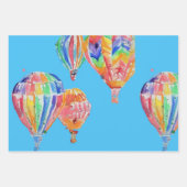 ブルーホットエアバルーン男の子バルーン水色 ラッピングペーパーシート (正面)