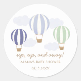 ブルーホットエアバルーン男の子ベイビーシャワークラシックルーン ラウンドシール