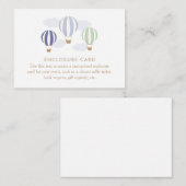 ブルーホットエアバルーン男の子ベイビーシャワー エンクロージャーカード (正面/裏面)