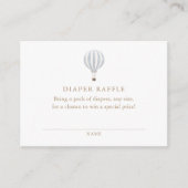 ブルーホットエアバルーン男の子ベビーシャワーおむつラッフル エンクロージャーカード (正面)