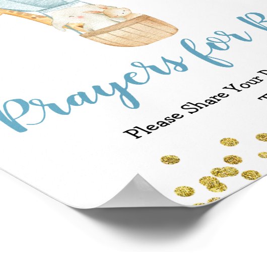 ブルーホットエアバルーン祈りの言葉(ベビー記号) ポスター (角)