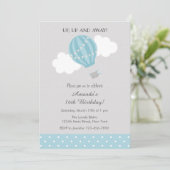 ブルーホットエアバルーン誕生日招待状 招待状 (スタンド正面)