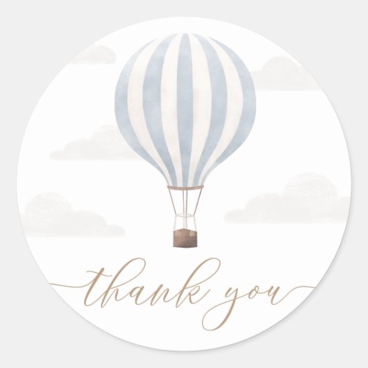 ブルーホットエアバルーン誕生日 ラウンドシール (正面)