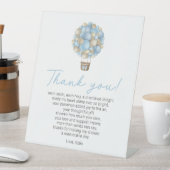 ブルーホットエアバルーン赤ちゃんシャワーありがとう詩 台座サイン (インサイチュ)