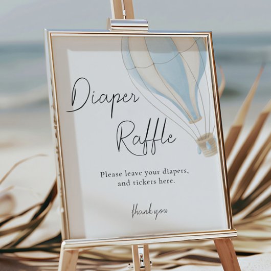 ブルーホットエアバルーン赤ちゃんシャワーおむつラッフル ポスター