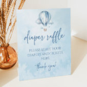 ブルーホットエアバルーン赤ちゃんシャワーおむつラッフル 台座サイン