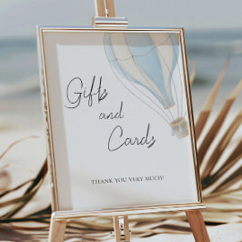 ブルーホットエアバルーン赤ちゃんシャワーのギフトとカード ポスター