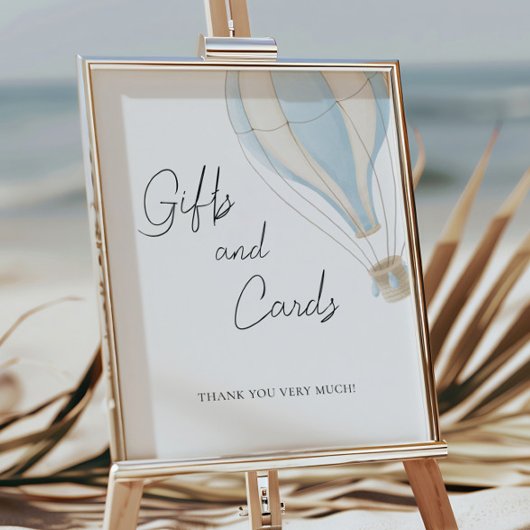 ブルーホットエアバルーン赤ちゃんシャワーのギフトとカード ポスター