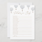 ブルーホットエアバルーン赤ちゃんシャワーの願いベビー 招待状 (正面)