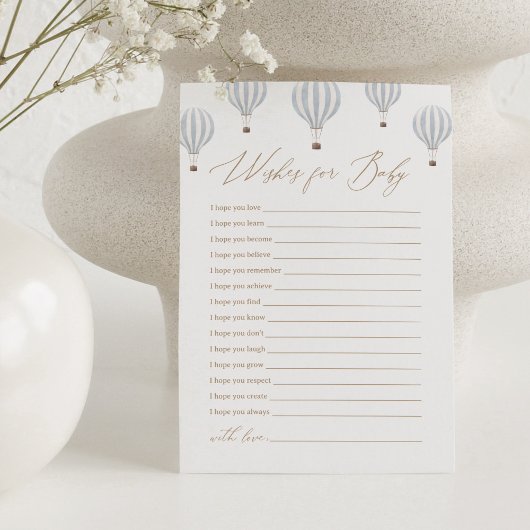 ブルーホットエアバルーン赤ちゃんシャワーの願いベビー 招待状