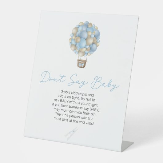 ブルーホットエアバルーン赤ちゃんシャワーはベビー 台座サイン (正面)