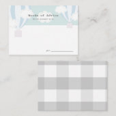 ブルーホットエアバルーン赤ちゃんシャワーアドバイスカード エンクロージャーカード (正面/裏面)