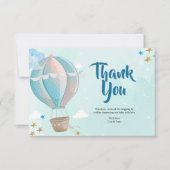 ブルーホットエアバルーン赤ちゃんシャワーサンキューカード サンキューカード (正面)