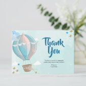 ブルーホットエアバルーン赤ちゃんシャワーサンキューカード サンキューカード (スタンド正面)