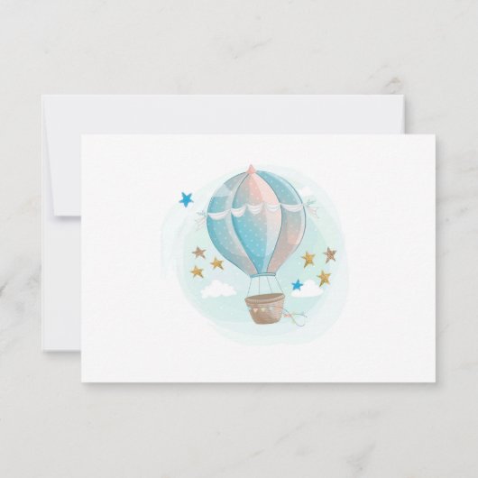 ブルーホットエアバルーン赤ちゃんシャワーサンキューカード サンキューカード (裏面)