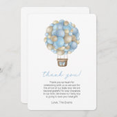 ブルーホットエアバルーン赤ちゃんシャワーサンキューカード 招待状 (正面/裏面)