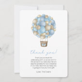 ブルーホットエアバルーン赤ちゃんシャワーサンキューカード 招待状 (正面)