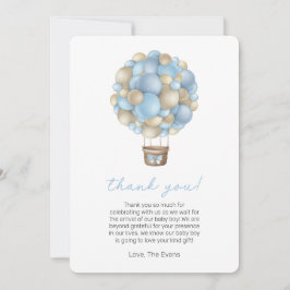 ブルーホットエアバルーン赤ちゃんシャワーサンキューカード 招待状