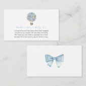 ブルーホットエアバルーン赤ちゃんシャワーベビー エンクロージャーカード (正面/裏面)