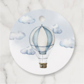 ブルーホットエアバルーン赤ちゃんシャワー丸メッセージカード フェイバータグ (裏面)