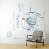 ブルーホットエアバルーン赤ちゃんシャワー写真背景 タペストリー (インサイチュ(横))