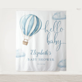 ブルーホットエアバルーン赤ちゃんシャワー写真背景 タペストリー