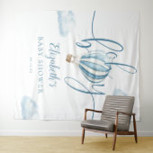 ブルーホットエアバルーン赤ちゃんシャワー写真背景 タペストリー (インサイチュ(横))