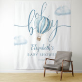 ブルーホットエアバルーン赤ちゃんシャワー写真背景 タペストリー (インサイチュ)