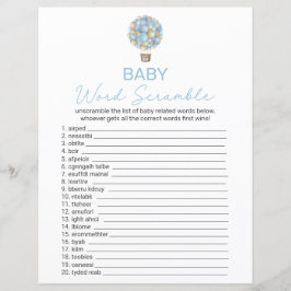 ブルーホットエアバルーン赤ちゃんシャワー単語スクランブル