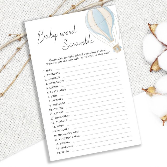 ブルーホットエアバルーン赤ちゃんシャワー単語スクランブル (クリエイターアップロード済み)