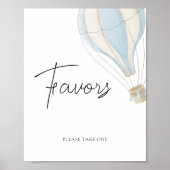 ブルーホットエアバルーン赤ちゃんシャワー好意サイン ポスター (正面)