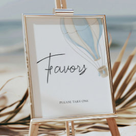 ブルーホットエアバルーン赤ちゃんシャワー好意サイン ポスター