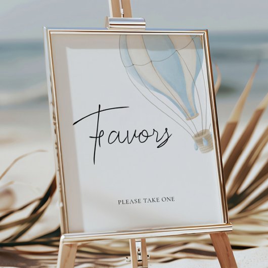 ブルーホットエアバルーン赤ちゃんシャワー好意サイン ポスター