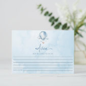 ブルーホットエアバルーン赤ちゃんシャワー アドバイスカード (スタンド正面)