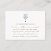 ブルーホットエアバルーン赤ちゃんシャワー エンクロージャーカード (正面)