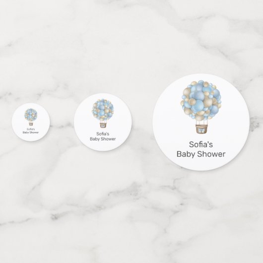 ブルーホットエアバルーン赤ちゃんシャワー コンフェッティ (正面)